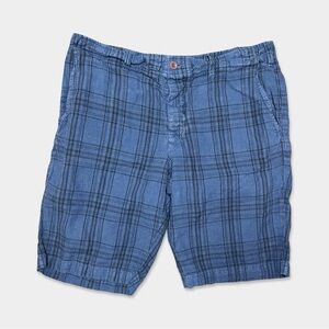 VINCE Men's Shorts Size 32 Blue Black Linen Cotton GUC